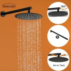 Boyel Living 5-Spray Patterns with 3.2 GPM 10 in. Wall Mount Dual Shower Heads with Rough-In Valve Body and Trim in Matte Black -Bathroom Faucets Store matte black boyel living dual shower heads smd 88040b 10 1f 1000