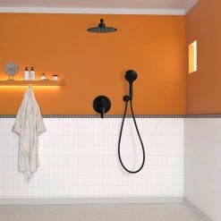 Boyel Living 5-Spray Patterns with 3.2 GPM 10 in. Wall Mount Dual Shower Heads with Rough-In Valve Body and Trim in Matte Black -Bathroom Faucets Store matte black boyel living dual shower heads smd 88040b 10 44 1000