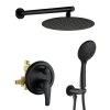 Boyel Living 5-Spray Patterns with 3.2 GPM 10 in. Wall Mount Dual Shower Heads with Rough-In Valve Body and Trim in Matte Black