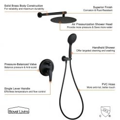 Boyel Living 5-Spray Patterns with 3.2 GPM 10 in. Wall Mount Dual Shower Heads with Rough-In Valve Body and Trim in Matte Black -Bathroom Faucets Store matte black boyel living dual shower heads smd 88040b 10 a0 1000