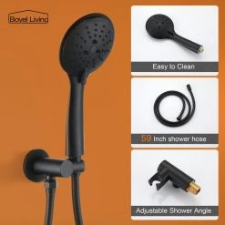 Boyel Living 5-Spray Patterns with 2.35 GPM 12 in. Wall Mount Dual Shower Heads with Valve Included in Matte Black -Bathroom Faucets Store matte black boyel living dual shower heads smd 88040b 12 1f 1000