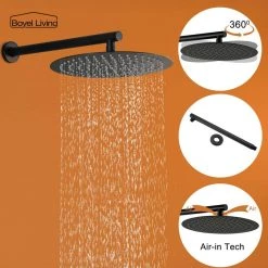Boyel Living 5-Spray Patterns with 2.35 GPM 12 in. Wall Mount Dual Shower Heads with Valve Included in Matte Black -Bathroom Faucets Store matte black boyel living dual shower heads smd 88040b 12 66 1000