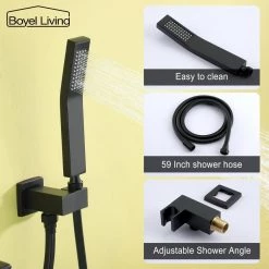 Boyel Living Single-Handle Wall Mount Roman Tub Faucet with Hand Shower in Matte Black -Bathroom Faucets Store matte black boyel living roman tub faucets smd 88020b 4f 1000