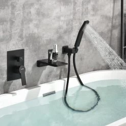 Boyel Living Single-Handle Wall Mount Roman Tub Faucet with Hand Shower in Matte Black -Bathroom Faucets Store matte black boyel living roman tub faucets smd 88020b a0 1000