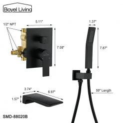 Boyel Living Single-Handle Wall Mount Roman Tub Faucet with Hand Shower in Matte Black -Bathroom Faucets Store matte black boyel living roman tub faucets smd 88020b c3 1000