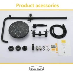Boyel Living Exposed Pipe Complete Shower System 1-Spray Patterns with 2.5 GPM 8 in. Wall Mount Dual Shower Heads in Matte Black -Bathroom Faucets Store matte black brass boyel living dual shower heads ms bl a3813 mb 1d 1000