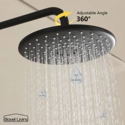 Boyel Living Exposed Pipe Complete Shower System 1-Spray Patterns with 2.5 GPM 8 in. Wall Mount Dual Shower Heads in Matte Black -Bathroom Faucets Store matte black brass boyel living dual shower heads ms bl a3813 mb a0 1000