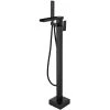 BWE Single-Handle Freestanding Floor Mount Roman Tub Faucet Bathtub Filler with Hand Shower in Matte Black