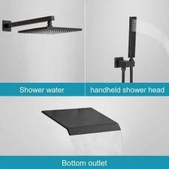BWE 3-Spray Patterns With 2.5 GPM 12 in. Showerhead Wall Mounted Dual Shower Heads With Valve in Matte Black -Bathroom Faucets Store matte black bwe dual shower heads a 95012 black s 4f 1000
