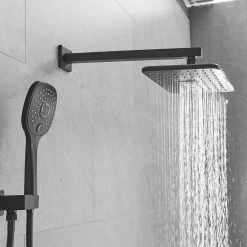 BWE Single-Handle 2-Spray of Rain Shower Head System Shower Faucet and Handheld Shower Kit in Matte Black (Valve Included) -Bathroom Faucets Store matte black bwe shower faucets a 95009 black 1d 1000