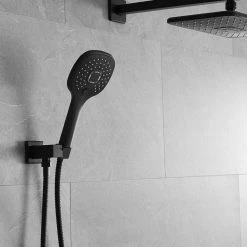 BWE Single-Handle 2-Spray of Rain Shower Head System Shower Faucet and Handheld Shower Kit in Matte Black (Valve Included) -Bathroom Faucets Store matte black bwe shower faucets a 95009 black 77 1000