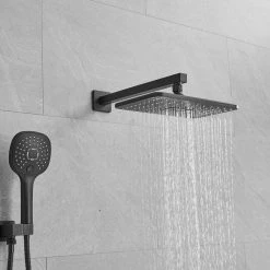 BWE Single-Handle 2-Spray of Rain Shower Head System Shower Faucet and Handheld Shower Kit in Matte Black (Valve Included) -Bathroom Faucets Store matte black bwe shower faucets a 95009 black a0 1000
