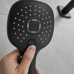 BWE Single-Handle 2-Spray of Rain Shower Head System Shower Faucet and Handheld Shower Kit in Matte Black (Valve Included) -Bathroom Faucets Store matte black bwe shower faucets a 95009 black fa 1000