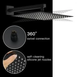 BWE Single-Handle 2-Spray Square High Pressure Shower Faucet with 12" Shower Head in Matte Black (Valve Included) -Bathroom Faucets Store matte black bwe shower faucets a 95013 black 1f 1000