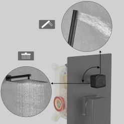 BWE Single-Handle 2-Spray Square High Pressure Shower Faucet with 12" Shower Head in Matte Black (Valve Included) -Bathroom Faucets Store matte black bwe shower faucets a 95013 black 44 1000