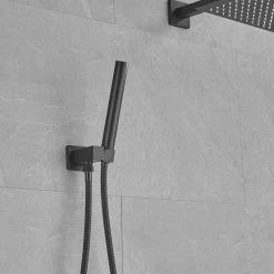 BWE Single-Handle 2-Spray Square High Pressure Shower Faucet with 12" Shower Head in Matte Black (Valve Included) -Bathroom Faucets Store matte black bwe shower faucets a 95013 black 66 1000