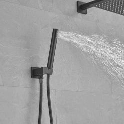 BWE Single-Handle 2-Spray Square High Pressure Shower Faucet with 12" Shower Head in Matte Black (Valve Included) -Bathroom Faucets Store matte black bwe shower faucets a 95013 black 77 1000