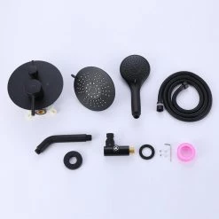 BWE Single-Handle 2-Spray Round High Pressure Shower Faucet in Matte Black (Valve Included) -Bathroom Faucets Store matte black bwe shower faucets a 98001 b 44 1000