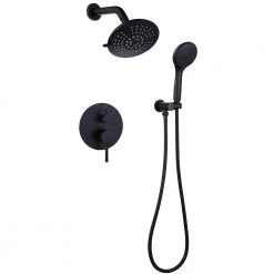 BWE Single-Handle 2-Spray Round High Pressure Shower Faucet in Matte Black (Valve Included)
