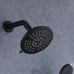 BWE Single-Handle 2-Spray Round High Pressure Shower Faucet in Matte Black (Valve Included) -Bathroom Faucets Store matte black bwe shower faucets a 98001 b a0 1000