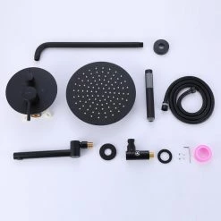 BWE Single-Handle 3-Spray Round High Pressure Tub and Shower Faucet in Matte Black (Valve Included) -Bathroom Faucets Store matte black bwe shower faucets a 98003 b 1f 1000