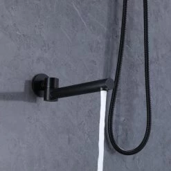 BWE Single-Handle 3-Spray Round High Pressure Tub and Shower Faucet in Matte Black (Valve Included) -Bathroom Faucets Store matte black bwe shower faucets a 98003 b 66 1000