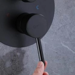 BWE Single-Handle 3-Spray Round High Pressure Tub and Shower Faucet in Matte Black (Valve Included) -Bathroom Faucets Store matte black bwe shower faucets a 98003 b 77 1000