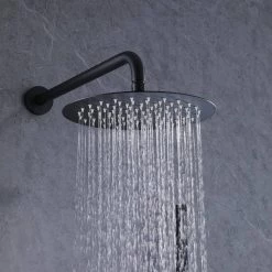 BWE Single-Handle 3-Spray Round High Pressure Tub and Shower Faucet in Matte Black (Valve Included) -Bathroom Faucets Store matte black bwe shower faucets a 98003 b a0 1000