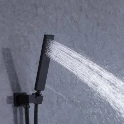 BWE Waterfall Spout Single Handle 3-Spray Square High Pressure Tub and Shower Faucet in Matte Black (Valve Included) -Bathroom Faucets Store matte black bwe shower faucets a 98004 b 1d 1000