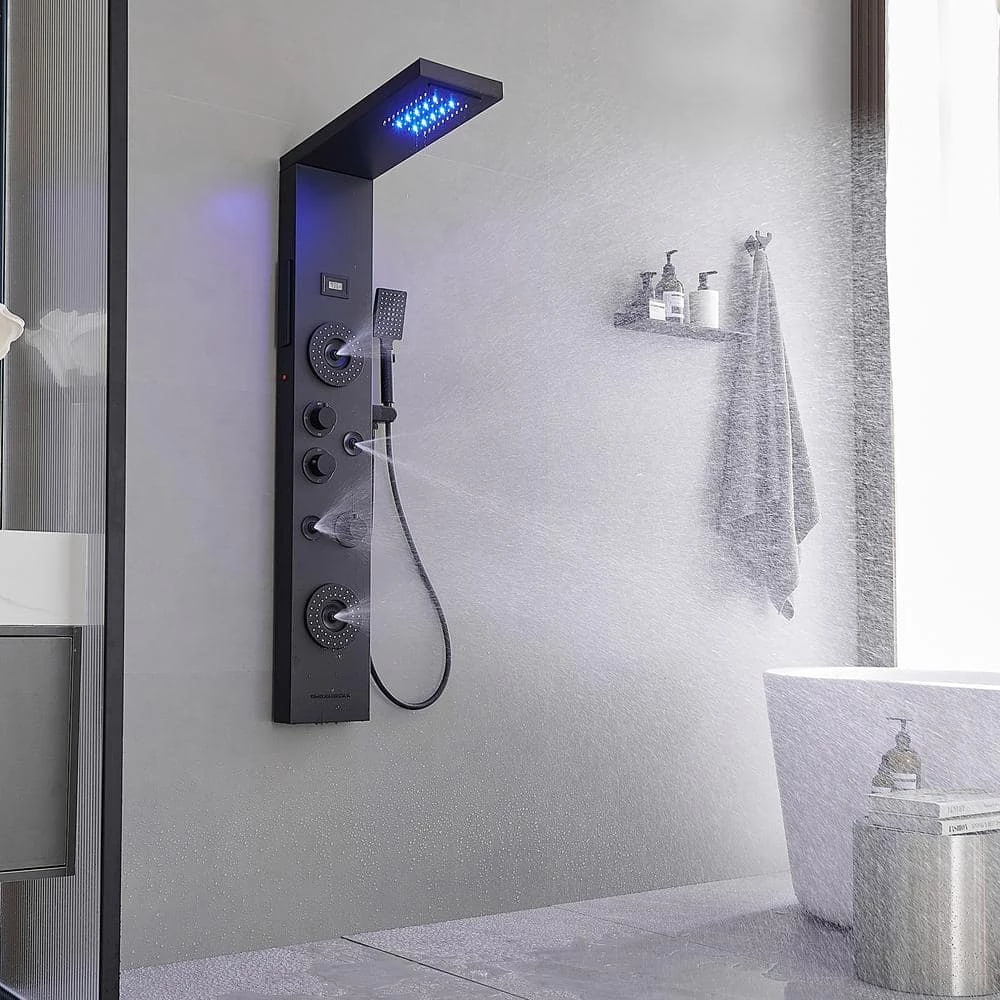 BWE 5-Jet Rainfall Shower Panel System with Rainfall Waterfall Shower Head and Shower Wand in Stainless Steel 5 BWE 5-Jet Rainfall Shower Panel System with Rainfall Waterfall Shower Head and Shower Wand in Stainless Steel - Image 5