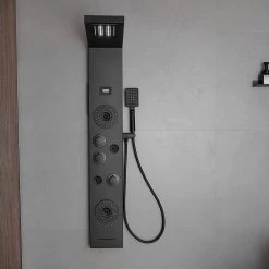 BWE 5-Jet Rainfall Shower Panel System with Rainfall Waterfall Shower Head and Shower Wand in Stainless Steel 21 BWE 5-Jet Rainfall Shower Panel System with Rainfall Waterfall Shower Head and Shower Wand in Stainless Steel -Bathroom Faucets Store matte black bwe shower towers ytpl09 black 31 1000