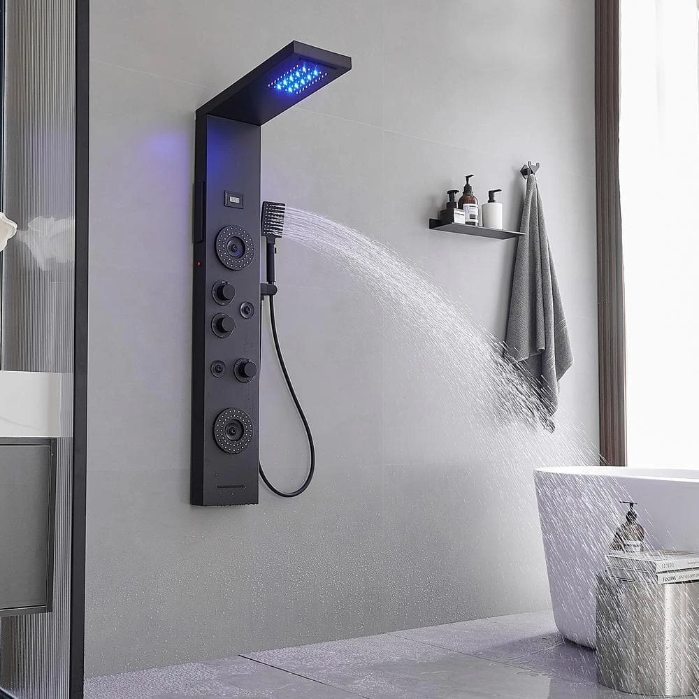 BWE 5-Jet Rainfall Shower Panel System with Rainfall Waterfall Shower Head and Shower Wand in Stainless Steel 3 BWE 5-Jet Rainfall Shower Panel System with Rainfall Waterfall Shower Head and Shower Wand in Stainless Steel - Image 3