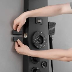 BWE 5-Jet Rainfall Shower Panel System with Rainfall Waterfall Shower Head and Shower Wand in Stainless Steel 18 BWE 5-Jet Rainfall Shower Panel System with Rainfall Waterfall Shower Head and Shower Wand in Stainless Steel -Bathroom Faucets Store matte black bwe shower towers ytpl09 black c3 1000