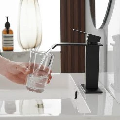BWE Waterfall Single Hole Single-Handle Low-Arc Bathroom Faucet With Pop-up Drain Assembly in Matte Black 20 BWE Waterfall Single Hole Single-Handle Low-Arc Bathroom Faucet With Pop-up Drain Assembly in Matte Black -Bathroom Faucets Store matte black bwe single hole bathroom faucets a 96004 black c3 1000