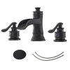 BWE 8 in. Waterfall Widespread 2-Handle Bathroom Faucet With Pop-up Drain Assembly in Spot Resist Matte Black