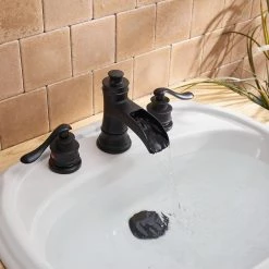 BWE 8 in. Waterfall Widespread 2-Handle Bathroom Faucet With Pop-up Drain Assembly in Spot Resist Matte Black -Bathroom Faucets Store matte black bwe widespread bathroom faucets a 96556 s black 66 1000