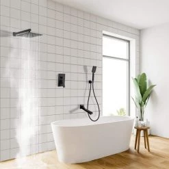 CASAINC 3-Spray with 2.5 GPM 10 in. 3 Functions Tub Wall Mount Dual Shower Heads in Spot in Matte Black (Valve Included) -Bathroom Faucets Store matte black casainc bathtub shower faucet combos wf w98103h c3 1000