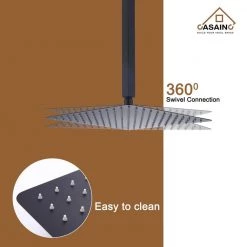 CASAINC 3-Spray with 2.5 GPM 12 in. 2 Functions Ceiling Mount Dual Shower Heads in Spot in Matte Black (Valve Included) -Bathroom Faucets Store matte black casainc dual shower heads wf w98102h 12 1f 1000