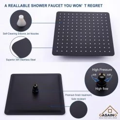 CASAINC 3-Spray with 2.5 GPM 12 in. 2 Functions Ceiling Mount Dual Shower Heads in Spot in Matte Black (Valve Included) -Bathroom Faucets Store matte black casainc dual shower heads wf w98102h 12 fa 1000