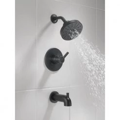 Delta Nicoli Single-Handle 5-Spray Tub and Shower Faucet with H2OKinetic Technology in Matte Black (Valve Included) -Bathroom Faucets Store matte black delta bathtub shower faucet combos 144749 bl 1f 1000