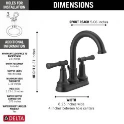 Delta Chamberlain 4 in. Centerset 2-Handle Bathroom Faucet in Matte Black -Bathroom Faucets Store matte black delta centerset bathroom faucets 25747lf bl 1d 1000