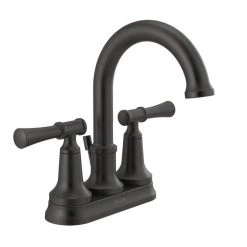 Delta Chamberlain 4 in. Centerset 2-Handle Bathroom Faucet in Matte Black