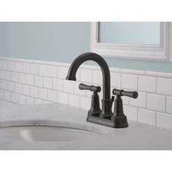 Delta Chamberlain 4 in. Centerset 2-Handle Bathroom Faucet in Matte Black -Bathroom Faucets Store matte black delta centerset bathroom faucets 25747lf bl a0 1000
