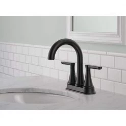 Delta Greydon 4 in. Centerset Double Handle Bathroom Faucet in Matte Black -Bathroom Faucets Store matte black delta centerset bathroom faucets 25860lf bl 44 1000
