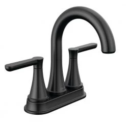 Delta Greydon 4 in. Centerset Double Handle Bathroom Faucet in Matte Black