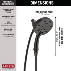 Delta In2ition Two-in-One 4-Spray 3 in. Dual Wall Mount Fixed and Handheld H2Okinetic Shower Head in Matte Black -Bathroom Faucets Store matte black delta dual shower heads 58472 bl 40 1000