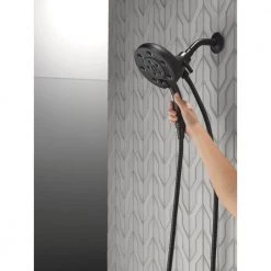 Delta In2ition Two-in-One 4-Spray 3 in. Dual Wall Mount Fixed and Handheld H2Okinetic Shower Head in Matte Black -Bathroom Faucets Store matte black delta dual shower heads 58472 bl 44 1000