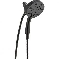 Delta In2ition Two-in-One 4-Spray 3 in. Dual Wall Mount Fixed and Handheld H2Okinetic Shower Head in Matte Black