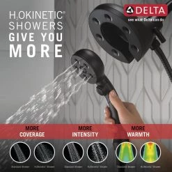 Delta In2ition Two-in-One 4-Spray 3 in. Dual Wall Mount Fixed and Handheld H2Okinetic Shower Head in Matte Black -Bathroom Faucets Store matte black delta dual shower heads 58472 bl a0 1000