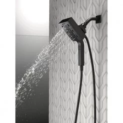 Delta In2ition Two-in-One 4-Spray 4.5 in. Dual Wall Mount Fixed and Handheld H2Okinetic Shower Head in Matte Black -Bathroom Faucets Store matte black delta dual shower heads 58473 bl 66 1000
